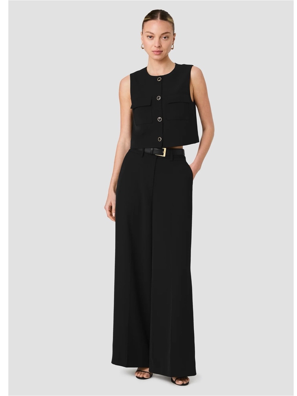 French Connection Harry Suiting High Waisted Wide Leg Trousers